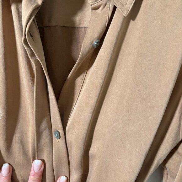 Hudson North Tan Shirt Dress M • Modal/Cupro • Belted • Soft Draped Fit - Picture 5 of 7